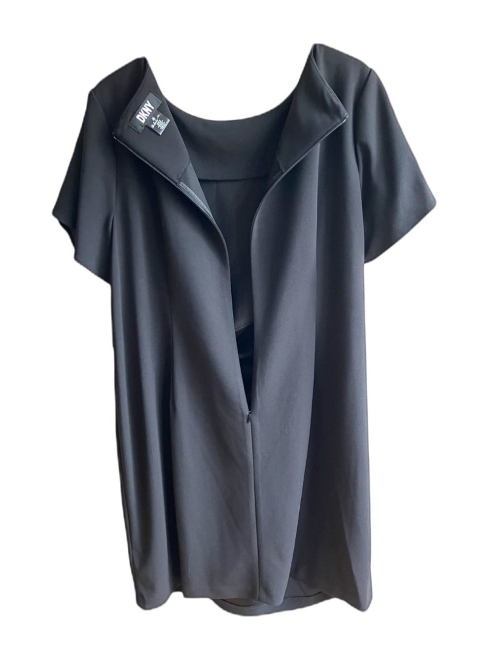 DKNY Black Short Sleeve Sheath Dress Size 20W Short Sleeves Ruched Crepe LBD - Picture 12 of 12